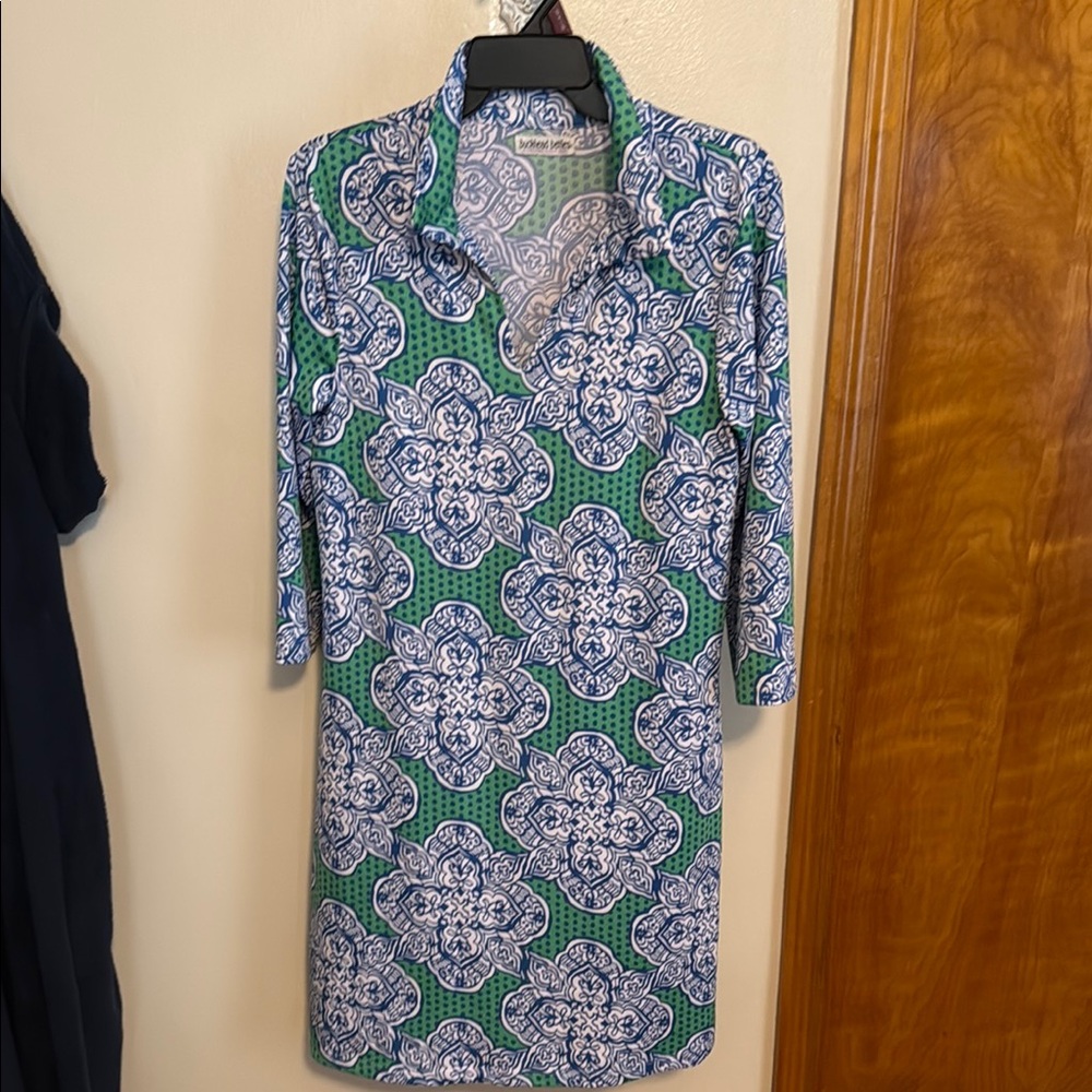 Blue and Green Patterned Dress